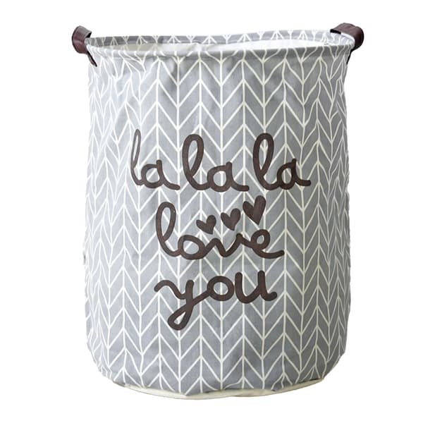 Laundry Basket Cotton Linen Foldable Round Storage Bag for Dirty Clothes Foldable Laundry Hamper for Home Dorm Grey