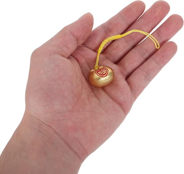Lykkeamulet i guld med fyldig Fu-figur, enkel til ophængning som nøglering af jern og polyester til bryllupper, nytårsfester -