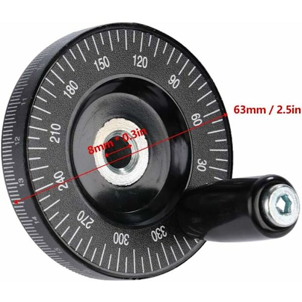 Bakelite Handwheel, Handwheel with Solid Milling Handle, Inner Diameter 8mm, Outer Diameter 63mm