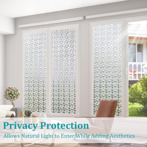 Window Film Privacy: Frosted Window Film for Glass Windows Self-Adhesive Decorative Diamond 3D Patterned Static