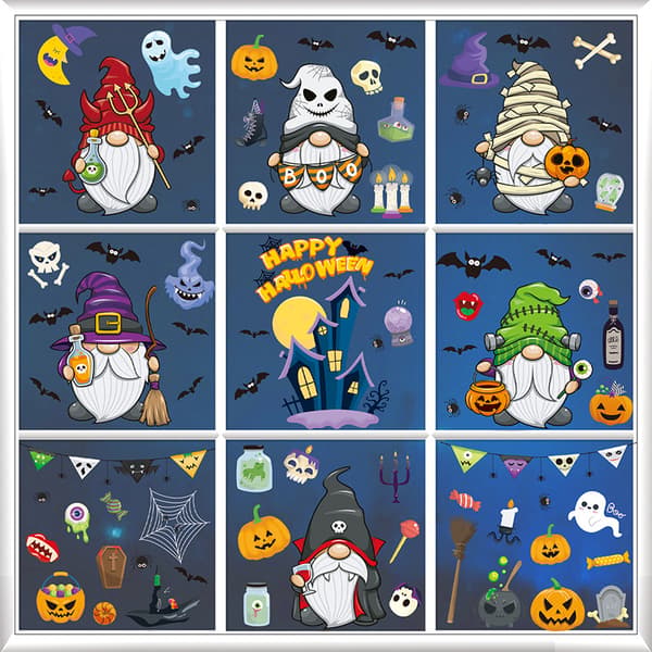 9 kpl Halloween-ikkunatarrat, sarjakuva kääpiökauhu