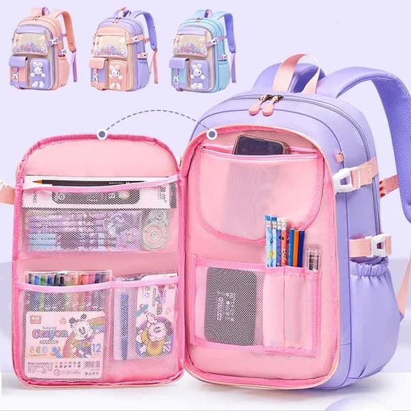 Elementary School Bag School Backpack for Girls Lightweight Kids Backpack Kawaii Waterproof School Bag Pink Small Pink small