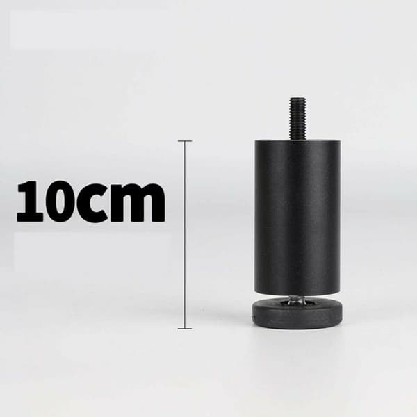 4 justerbare møbelfødder i aluminiumslegering, runde metalmøbelben, bordsofa seng, sort (10 cm)