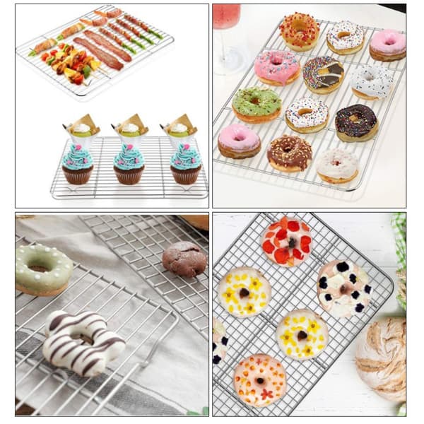Kitchen Grill Rack Cooling Rack Mesh Stainless Steel Grid Wire Rack for Cooking Roasting Drying Grilling