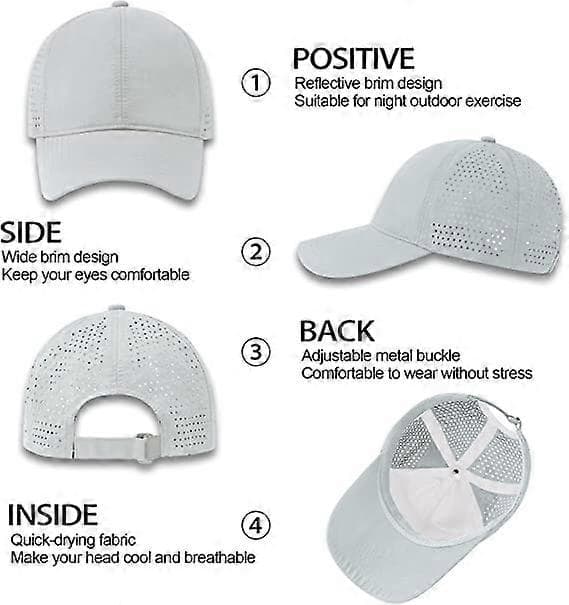 Summer Mesh Baseball Cap Outdoor Hat Men's Cooling Cap Waterproof Baseball Cap [Adjustable] Light Grey