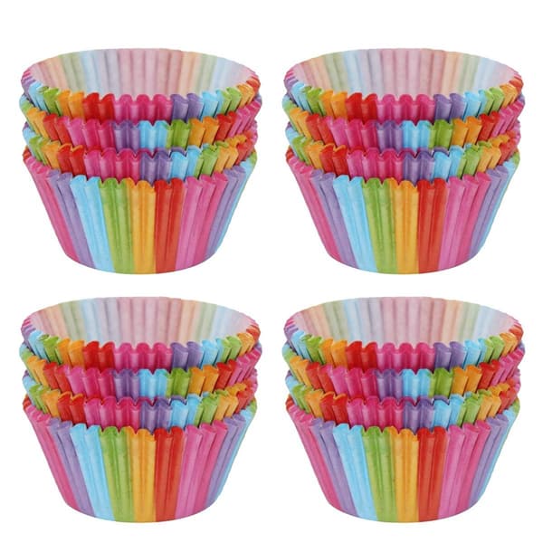 Muffinsformer, 100 stk regnbuefargede standard bakeformer for muffins
