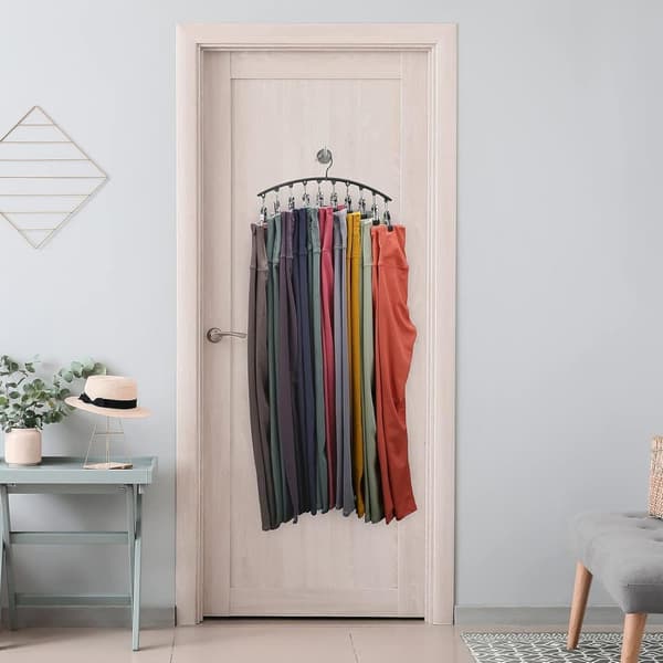 Wardrobe Hanger - 4-pack Metal Clothes Hanger with 10 Clips, Wardrobe Organizer with Rubber Coating_OF