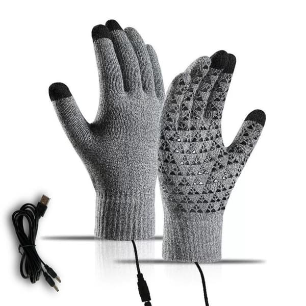 5V Direct Plug-in Heating Gloves, USB Heating Gloves, Knitted Electric Heating Gloves_yux Gray (non-adjustable temperature) Gray (non-adjustable temperature)