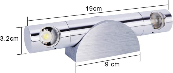 Væglampe indendørs 2 LED 6W Moderne Op Ned 360 Grader Rotere