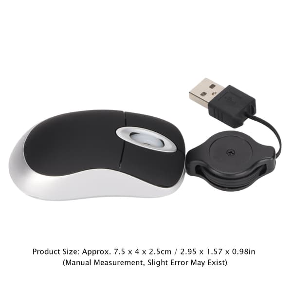 Mini Mouse Fashionable Glossy Surface 68cm Retractable Cord Plug and Play Portable Wide Compatibility Laptop Mouse