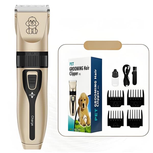 Pet Hair Clippers with Ceramic Blade, 4 Adjustable Combs for Dog and Cat Grooming Kit-FX-
