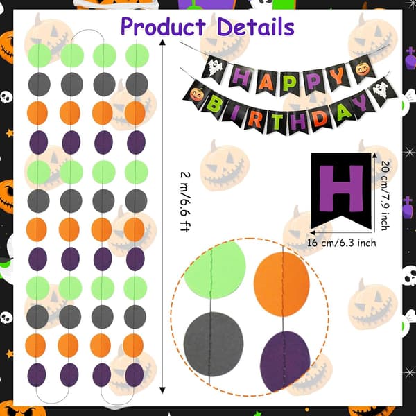 Halloween Birthday Decorations for Kids - Printed Balloons, Banner