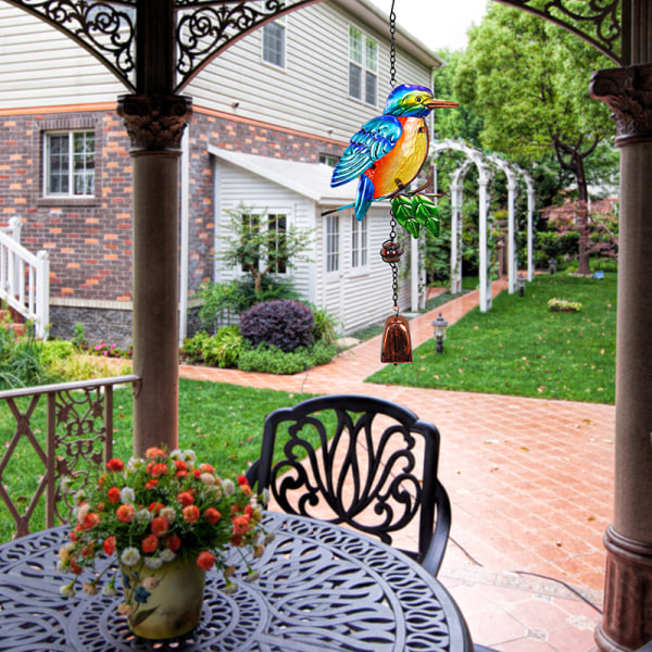 Birdie Bells hantverk handmålade glashänge Yard dekoration