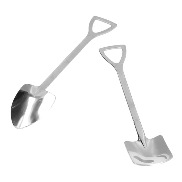 2 stk. skeer i rustfrit stål, robuste, holdbare, korrosionsbeskyttende, blanke, ergonomisk design, bredt anvendte dessertskeer, sølv
