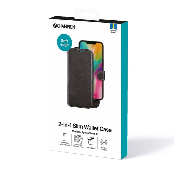 2-i-1 Slim plånboksfodral för iPhone 16