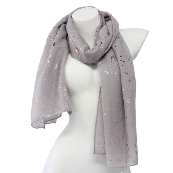 Skjerf for kvinner, Glitter Sparkle Stardust-skjerf for kvinner, Lett sjal Bryllupsfolie Print Skjerf Wrap Stjerner og Måner
