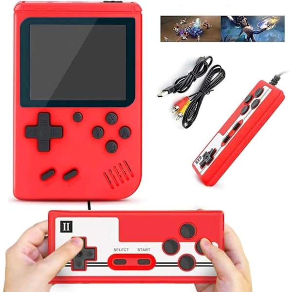 Retro Handheld Gaming Console with 400 Classic FC Games - 3.0 inch Screen Portable Video Game Console Red