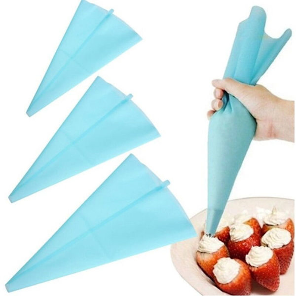 6 Reusable Silicone Piping Bags for Cake Decoration, Compatible with Baking Tools, 6-Pack