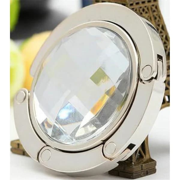 Round Portable Table Hanger for Handbag, Bag, Hook Holder, Table Hanger, Crystal Alloy, Foldable