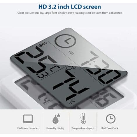 Indoor Thermometer Hygrometer Digital LCD Temperature/Humidity Meter C/F Alarm Clock -10-70C（FMY）