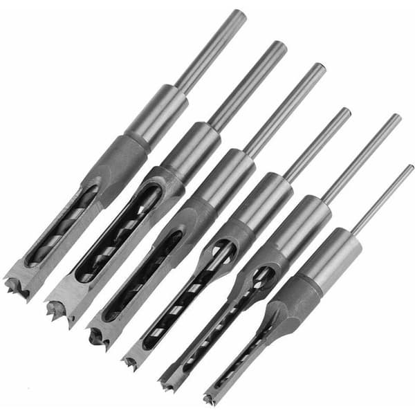 6 Pieces Square Hole Drill Bit Set, Woodworking Square Hole Drill Bit Sets, Mortise Chisel & Bit Set Square Hole Saw Drill, 6 Sizes