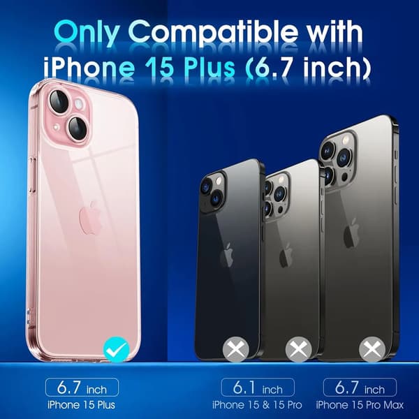 iPhone 15 Plus läpinäkyvä TPU-kuori – Erillinen kamerasuoja iPhone 15 Plus iPhone 15 Plus iPhone 15 Plus