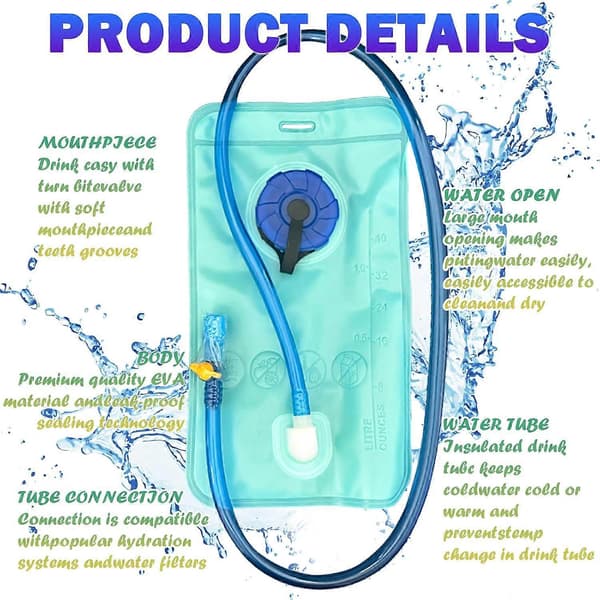 2 Pieces Hydration Backpack Water Bladder 1L, Hydration Bladder, Hydration Bag, Detachable Hydration Bag with Large Opening