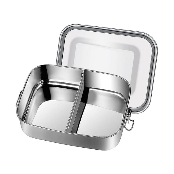 Stainless Steel Lunch Box, 1200 ml Lunch Box, Leak-Proof with Removable Divider, Lunch Boxes, Enviro Db Silver Silver