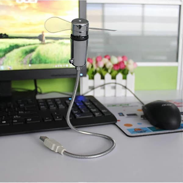 LED USB-blæser, Ny Kreativ Programmerbar USB-drevet Bærbar Blæser, Mini Svanehals DIY Beskedblæser Til Bærbar Og Computer - Farverige Lys [DB]