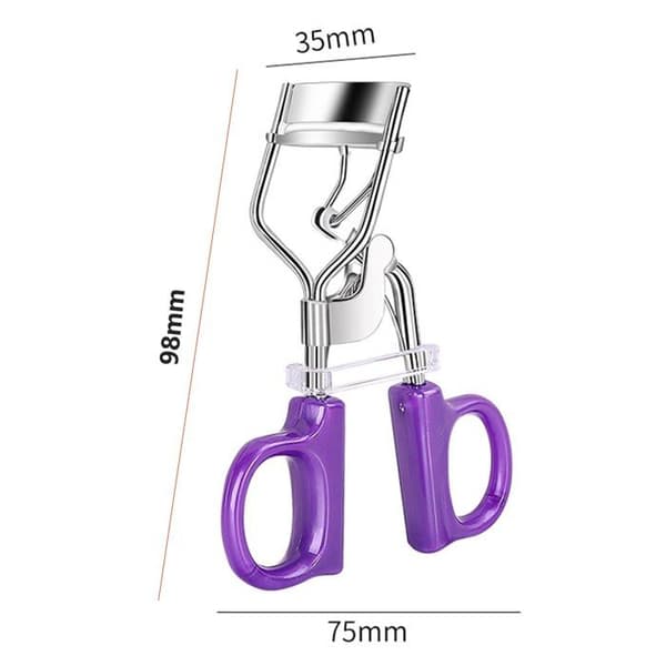 Eyelash Curler with Purple Handle, Silicone Refill Pads for Makeup, Cosmetics, Eyelash Curling Tool