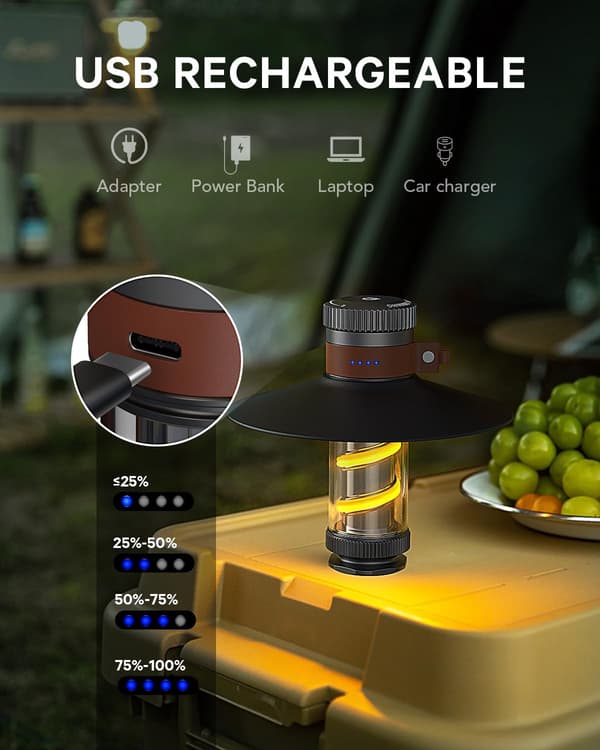 Oppladbar Campinglykt, LED Retro Oppladbar Campinglykt