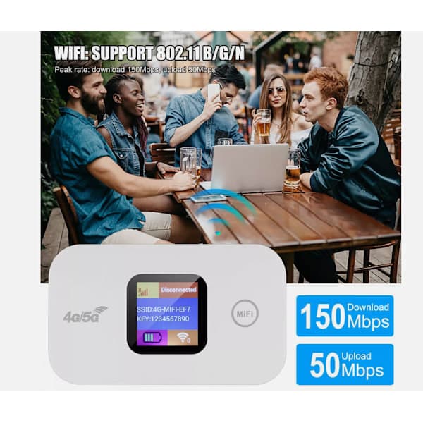 Bærbar 4G/5G LTE Mobilt WiFi Hotspot Router 150Mbps[JUN]