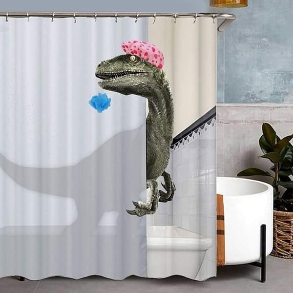 Cute Shower Dinosaur Pattern Shower Curtain 180x180Cm, Waterproof
