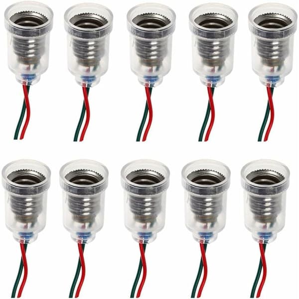 10 stk E10 Lampefot LED Skrumontering Små Glødelampeholdere Lysfatning med Kabel for Eksperiment Krets Hjem Elektrisk Testtilbehør