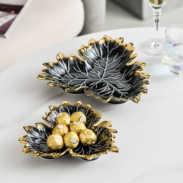 Phnom Penh Plate Lønneblad Keramisk Oppbevaring Serveringsbrett Kake Dessertfat Organizer Stue Bordartikler D