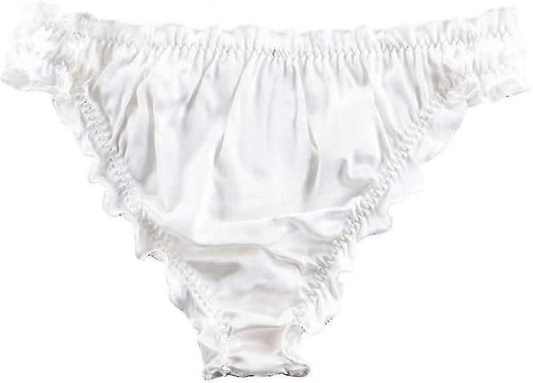 Sexy truser for menn, morbærsilke bikini, rysjetruser, høy elastisk undertøy 2-pakning hvit hvit XXL White XXL