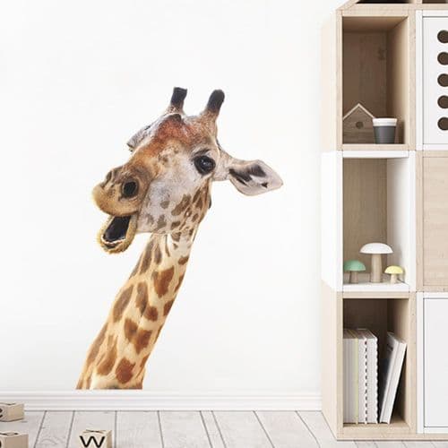 Funny Wall Decal, Giraffe, Window Decal, Cute Animal Decal, Realistic
