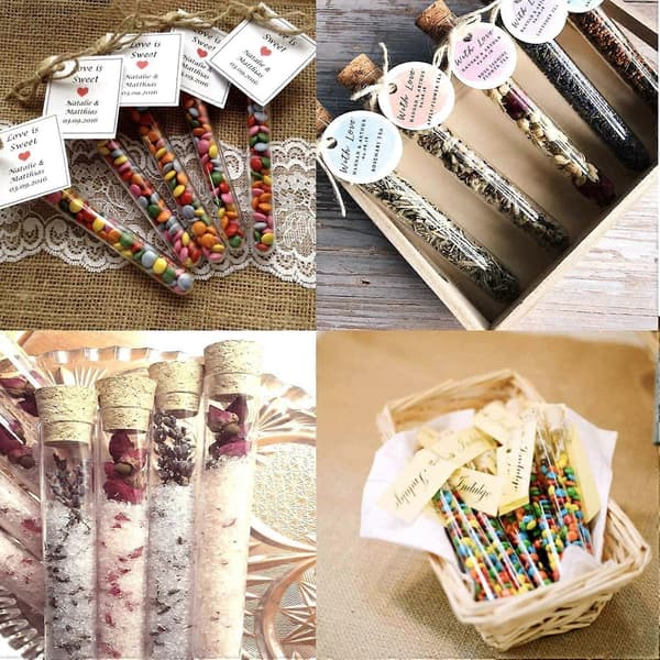 20 pcs test tubes with corks, 20 x 150 mm glass bottles containers for wedding flowers bath salts candy