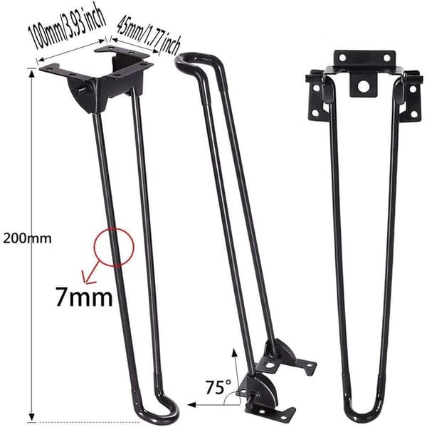 Fällbara bordsben 4-pack Hårnålsformade fällbara bordsben 20 cm höjd Svart Högbelastning Lätt att installera Fällbart soffbordsben