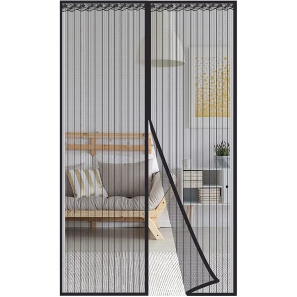 Myggenet til dør med magnetisk lukning 100 x 220 cm Sort