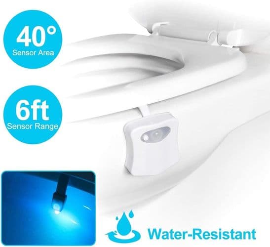 Toalett nattlampe, LED nattlampe med bevegelsesdeteksjon, 2 moduser, 8