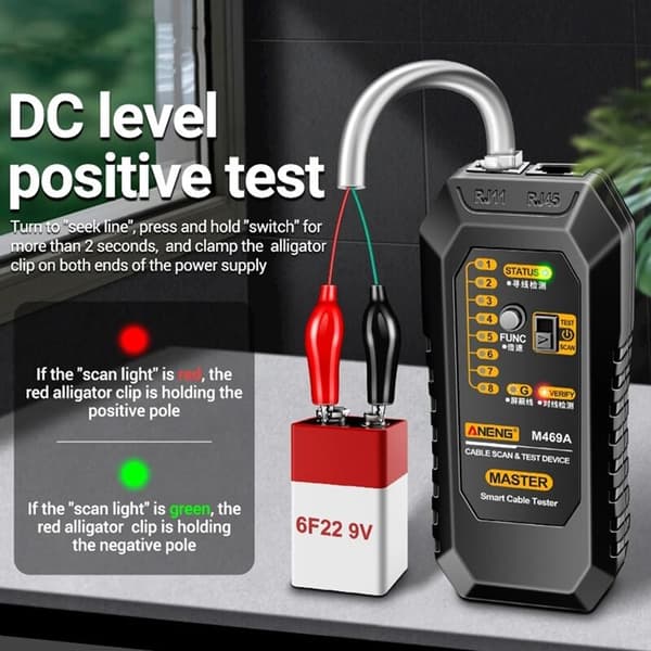 ANENG M469A Network Cable Detector RJ45 RJ11 LAN Cable Tester Anti-interference Network Repair Instrument, Black