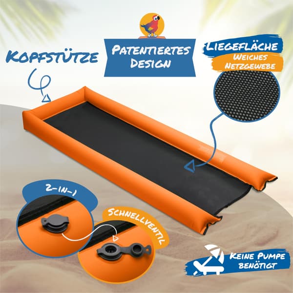 Mesh Bed, Floating Mattress & Carry Bag for the Beach, Inflatable Water Hammock for Pool with Floating Mesh