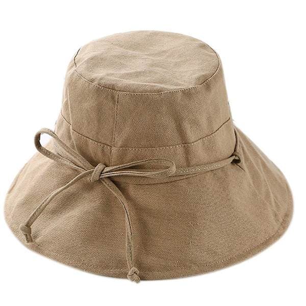 Khaki solhatt för kvinnor med bred brätte UPF 50+ vikbar