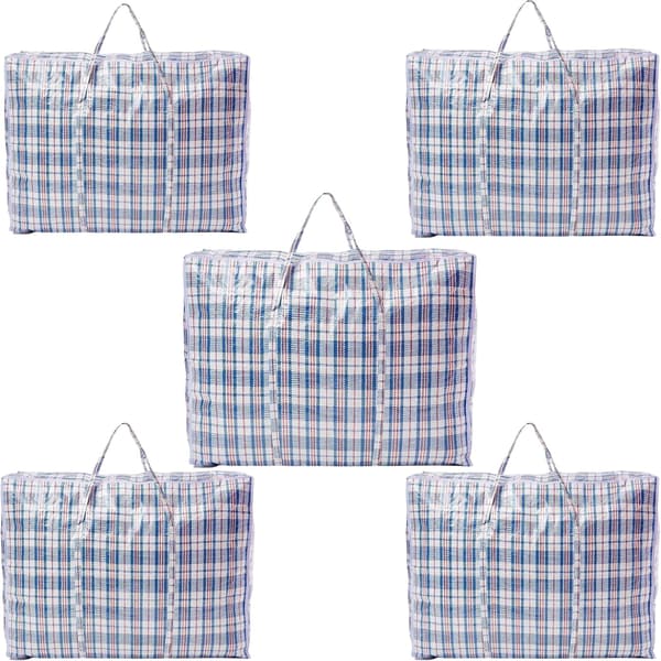 5-PACK Strong Extra Large Jumbo Storage Laundry Bag with Zipper Reusable 60 x 60cm (Random Color)