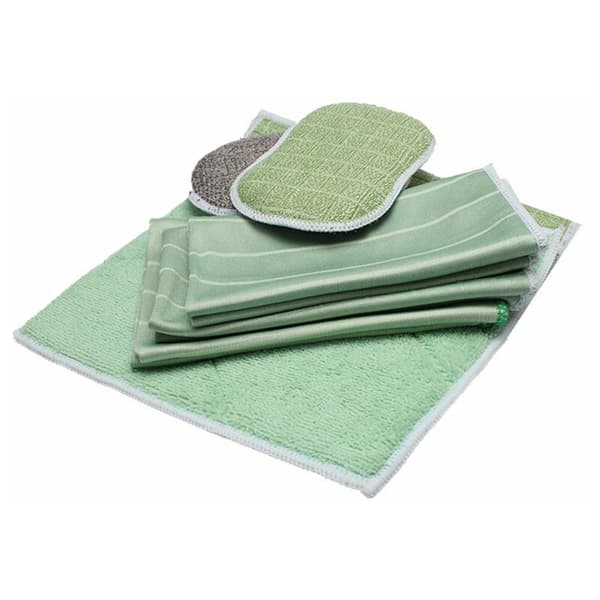 Set med 6 mikrofiberdukar av bambu för fönster, speglar, kakel, karosseri, mikrofiber, bambu, glas, hushåll, badrum