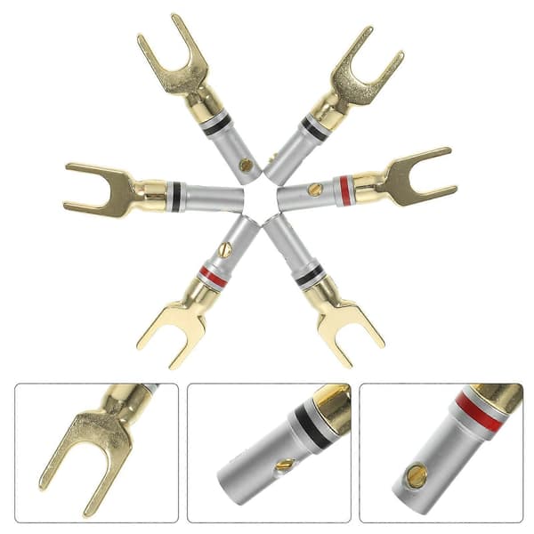 6 pcs Speaker U-shaped Connector Screw Fork Cable Banana Plug for Signal Transmission