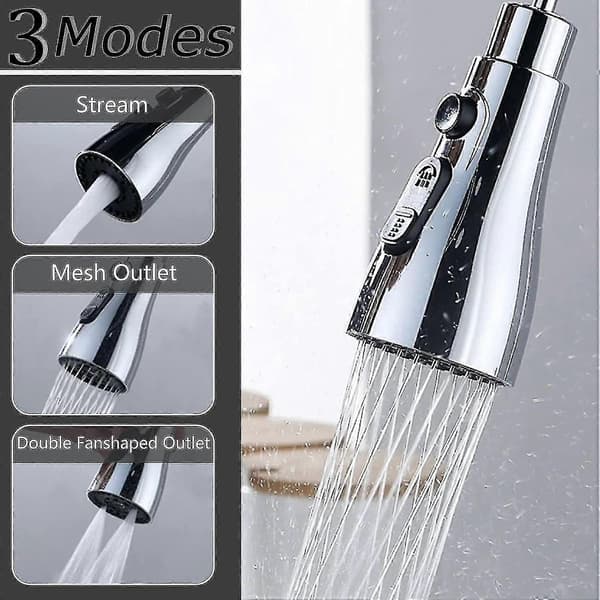 Faucet Head, Kitchen Sink Faucet Extender with 360° Swivel Spout, 3-Mode Spray Head, Faucet Nozzle, Pull-Out Setting [DB]