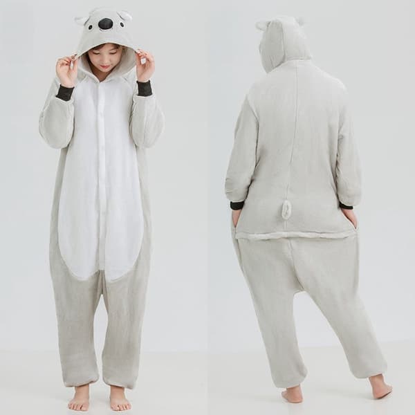 Koala heldragt sovepose til voksne & børn ultravarm behagelig unisex grå L