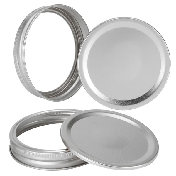 Glasbeholderlåg 10 stk. 70 mm sølv cirkulær ring med dækplade